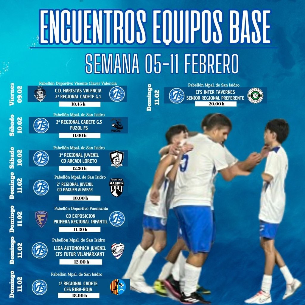 CANTERA ||⚪️🔵

Nuevos encuentros ligueros para nuestros equipos base.
Arranca la jornada este Viernes el Cadete “B” frente al Maristas Valencia, y la finalizará el Senior Regional Preferente que visita al líder en  Tavernes a las 20 horas del domingo.💪

Vamos a por ese más 3!!!
