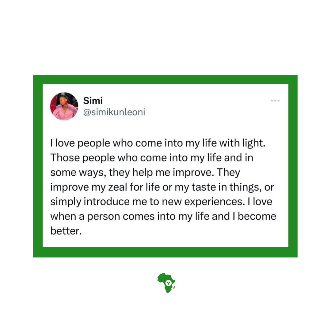 yoacommunity's tweet image. Spotlight - Favourite posts from Writer @simikunleoni 

Simi writes some of the best, simplest and most relatable words you can find online today.
Enjoy reading and share your favorite slide.

#tgif #writerscorner #selflovereminder #selfcarejourney #youngoutstandingafricains #yoa