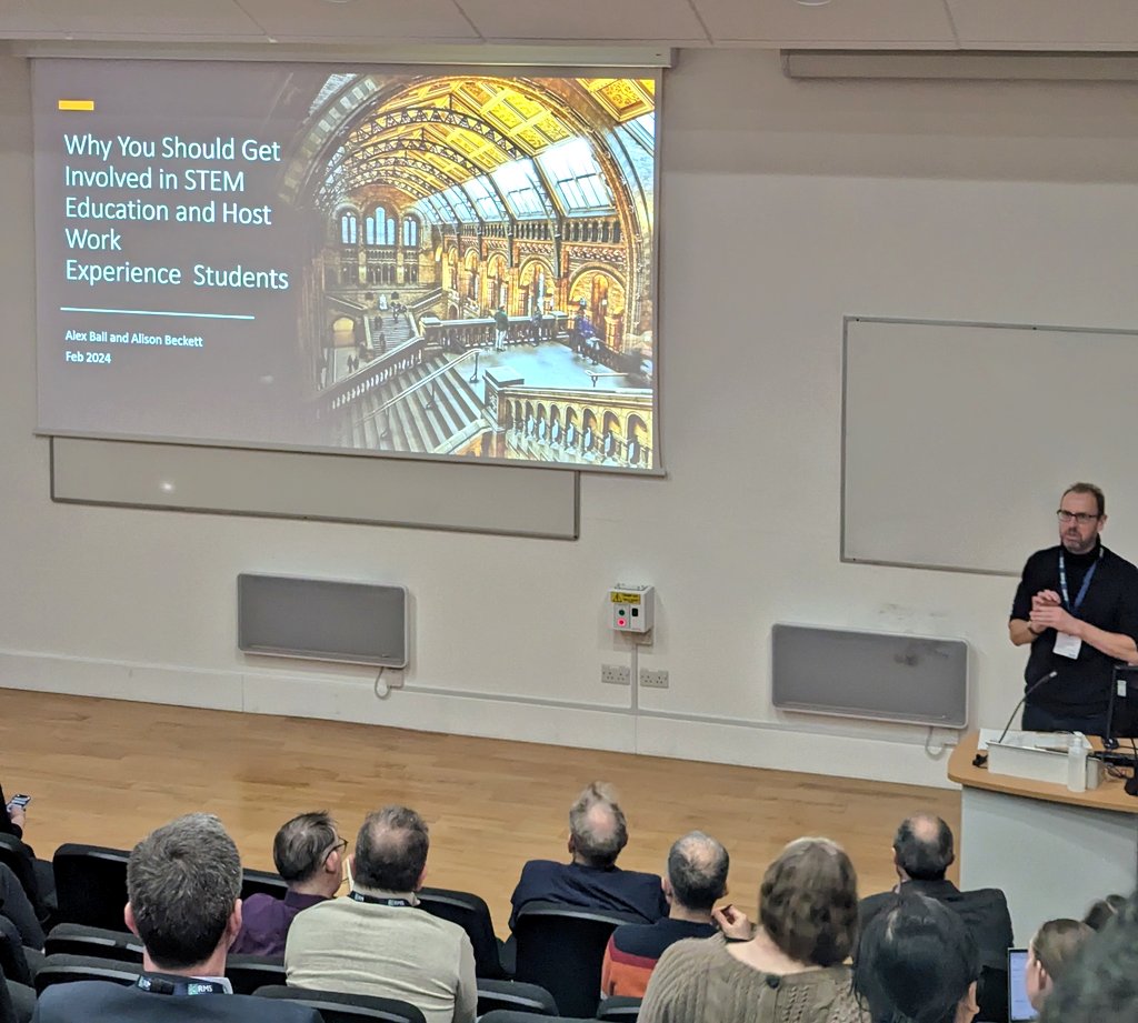 AGC_Stratocore's tweet photo. Next up we have Dr Alex Ball, Head of Division, Imaging and Analysis @NHM_London
&amp;  @AlisonBeckett11 #ElectronMicroscopy Facility Manager, @LivUni  #TeamLivUni @RoyalMicroSoc on #STEM education! 🔬 🏫 #EMUKI https://t.co/yTmFkGmIno