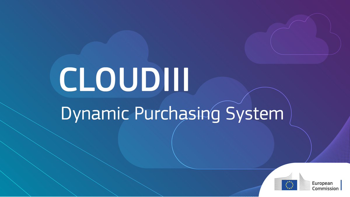 The Commission has launched a new procurement process for #IaaS and #PaaS cloud services! ☁️

CLOUD III DPS focuses on automated, pay-per-use services depending on public clouds.
New cloud providers can register anytime.

How it works?👉 europa.eu/!4jvMR7