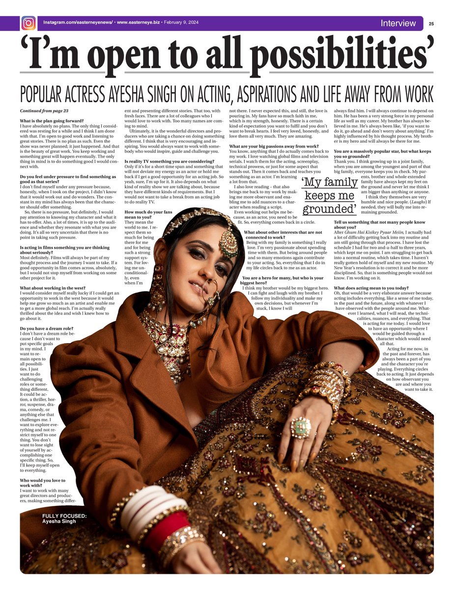 asjadnazir's tweet photo. My cover interview with talented actress and lovely human being Ayesha Singh is out now.
#AyeshaSingh #GhumHaiKisikeyPyaarMeiin
ONLINE LINK: https://t.co/XmtrswB3RK https://t.co/lgk9hNKTBz
