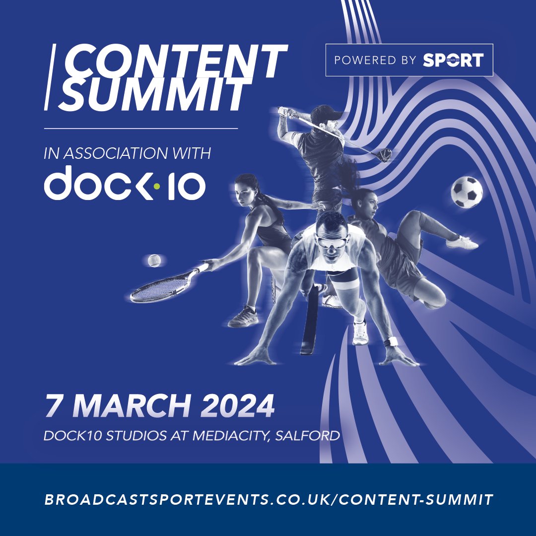 broadcast_sport's tweet photo. Join us at @dock10 studios in March for the Broadcast Sport #ContentSummit. With topics including #sportsdocumentaries, #AI, live events and more, you will not want to miss a full day to discover the latest in #sportscontent #production.
Register now at: https://t.co/6GUbPDwSob https://t.co/HcgG71aSd0