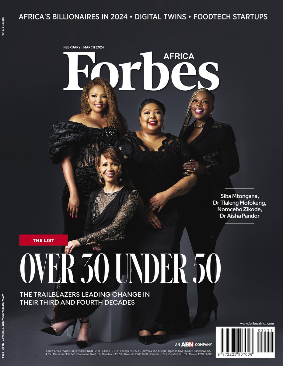 Banyana baka! What a blast I had on set for this cover shoot. Hope you enjoy my feature story and those of @aishapandor @SibaMtongana and @Nomcebozikode in this February-March 2024 edition of #FORBESAFRICA ❤️❤️❤️
