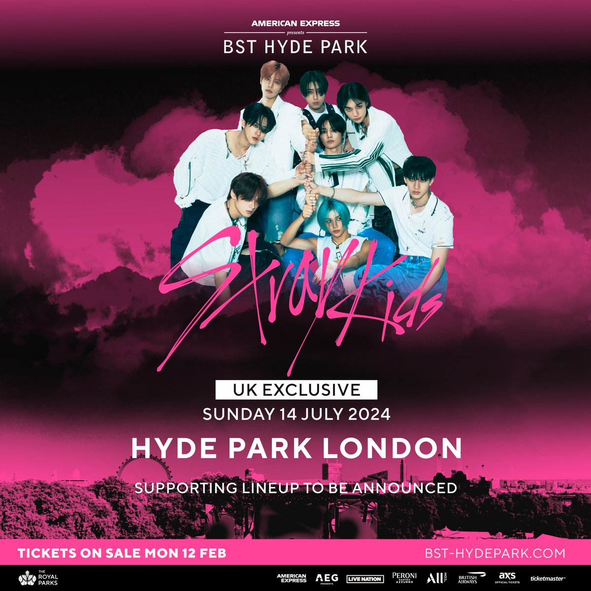 The @bsthydepark presale is now live! Check your email inbox and secure your tickets to see @Stray_Kids at American Express presents BST Hyde Park ⚡️ Tickets go on general sale at 10am GMT Monday 12 February. For more information, visit bst-hydepark.com/events/stray-k… #BSTHydePark…