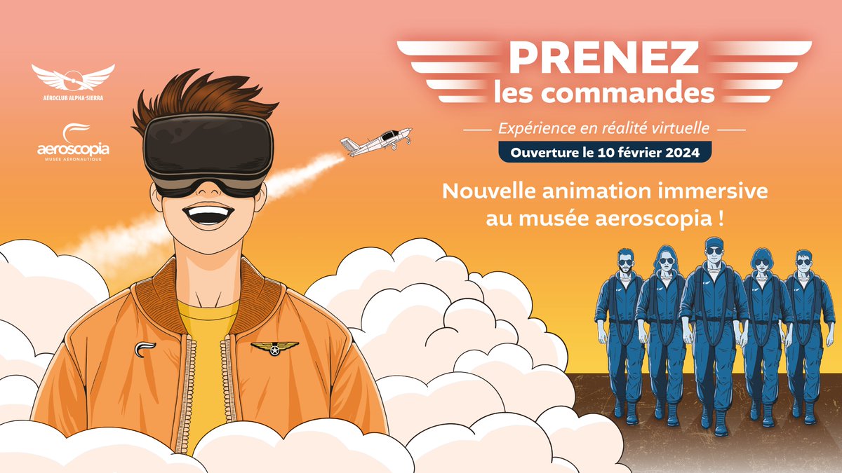 Prenez les commandes d'un #Extra300, en #VR ✈️ J-1 avant l'ouverture de notre simulateur de vol en réalité virtuelle ! Seul, entre amis ou en famille, vivez cette #expérience immersive interconnectée 🤩 Plus d'infos et réservation : aeroscopia.fr/simulateurvr