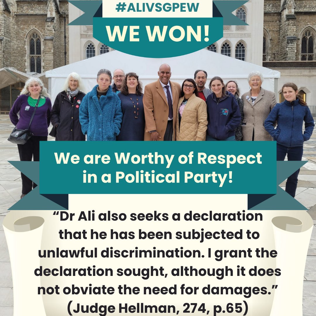 ShahrarAli's tweet photo. ♀️ YOU BETTER BELIEVE IT! “Dr Ali also seeks a declaration that he has been subjected to unlawful discrimination. I grant the declaration sought, although it does not obviate the need for damages.” (Judge Hellman, 274, p.65) #AliVsGPEW https://t.co/wY497cB1xl