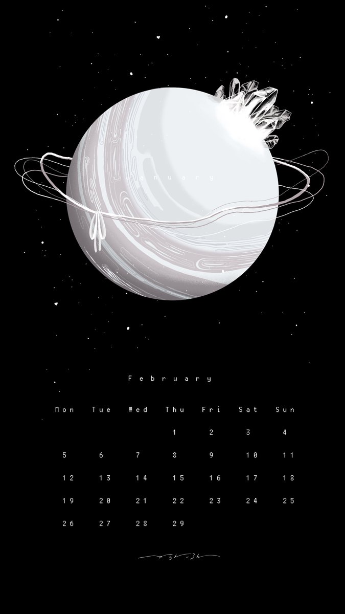 「❝ 2024 惑星 カレンダー 2月 ❞Melty planet  融星甘い甘い」|からんころんのイラスト