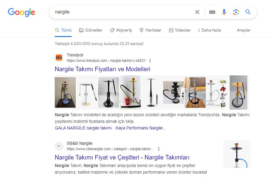 Nargile kelimesinde sonunda ilk 3 sonuç içerisine girebildik⚡️.