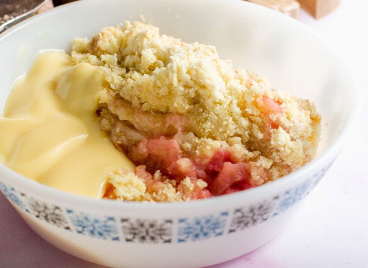 Who Remembers.Rhubarb Crumble and Custard.