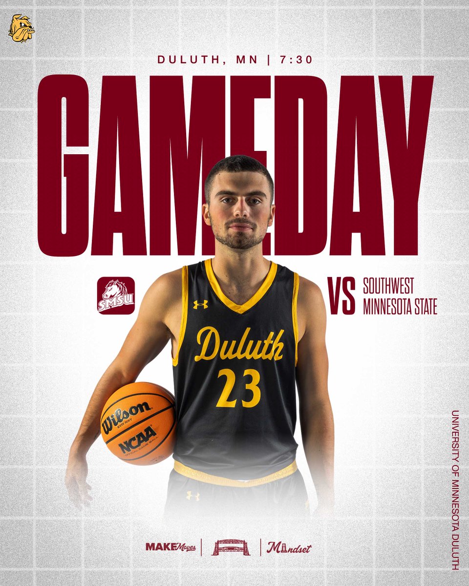 ❗️GAMEDAY❗️

Starting off another weekend at Romano

🆚SMSU
⏰7:30 PM
📍Romano Gym
📺nsicnetwork.com/umdbulldogs/
📊umdbulldogs.com/sidearmstats/m…

#MakeMoves x #BulldogCountry 🐶🏀