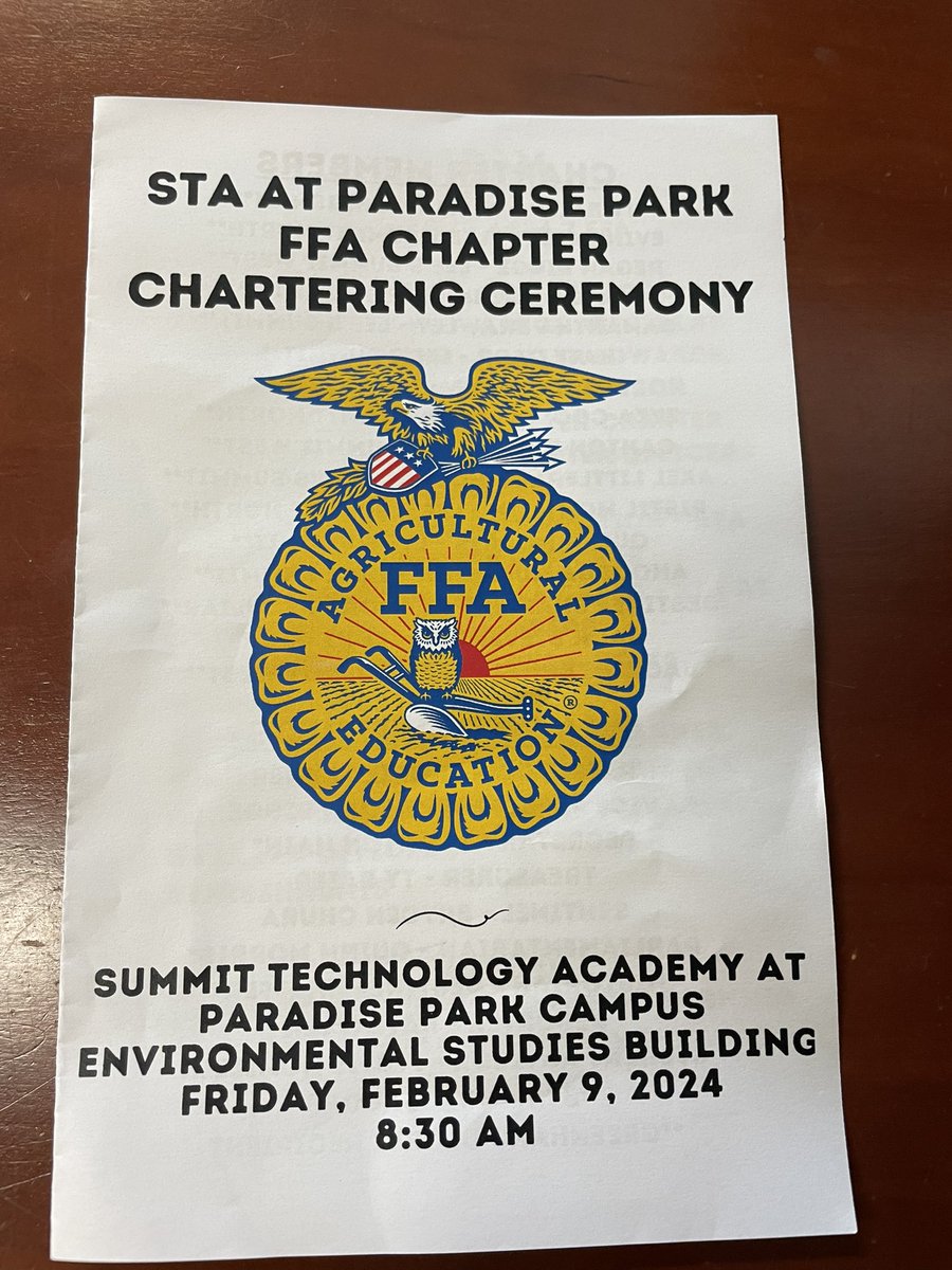 Awesome to start the day attending the Chartering Ceremony for the STA at Paradise Park FFA Chapter