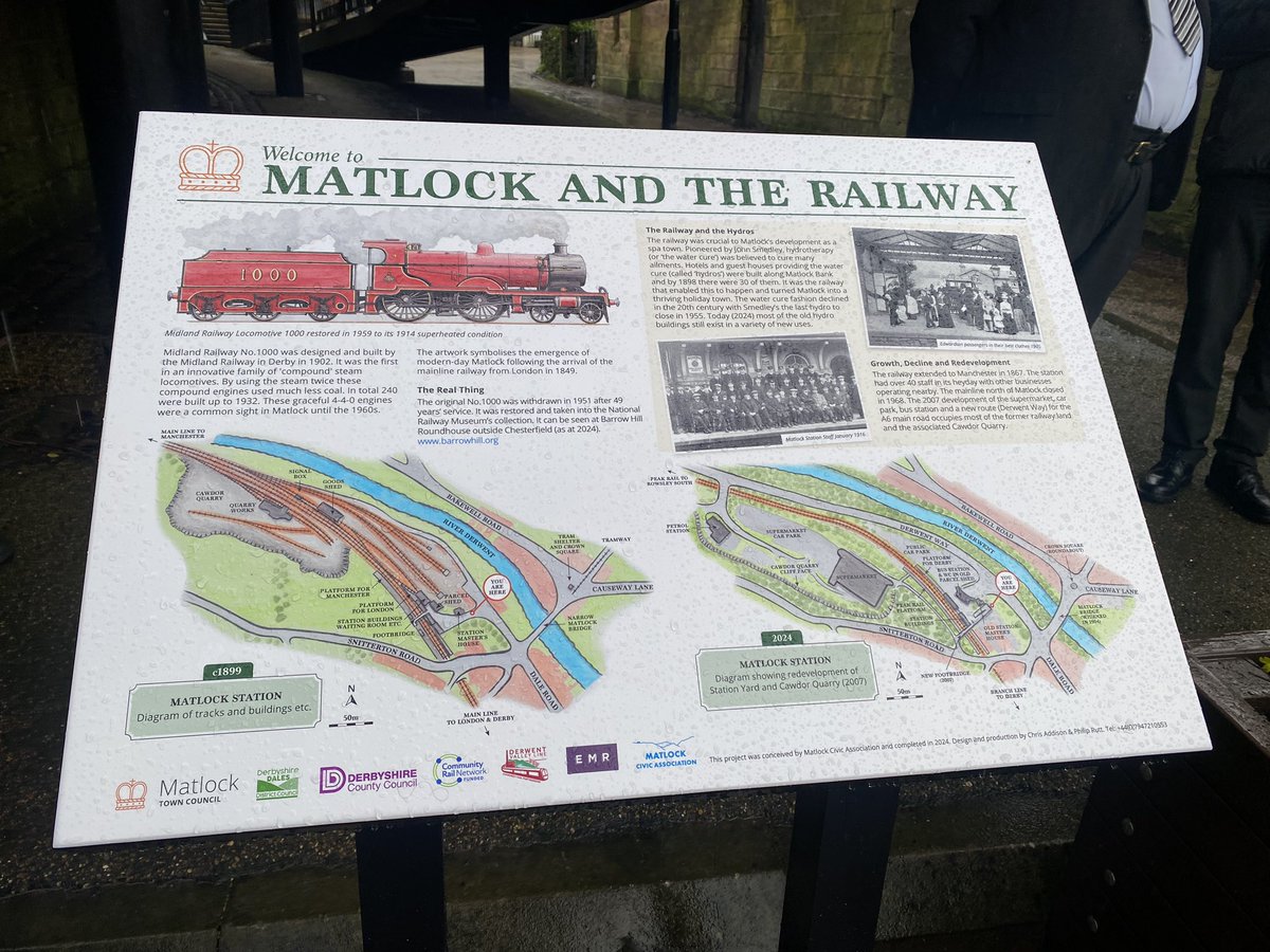 Delighted to see the unveiling of this artwork at Matlock station today, which celebrates the elegant LMS Compound 1000. The real thing is on display at the Roundhouse. Congratulations to Matlock Civic Society who persevered for several years to make the project a reality.