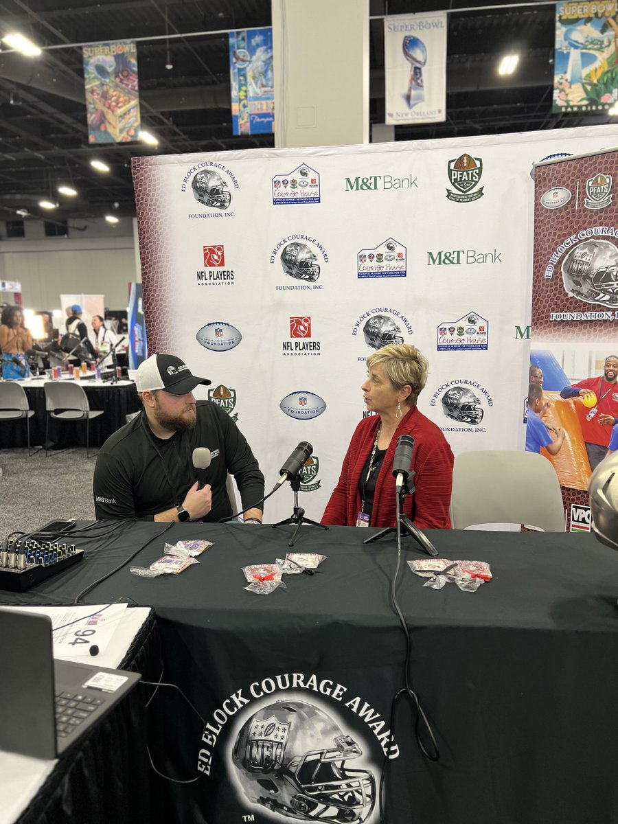 NATA1950's tweet photo. NATA President @KathyIDieringer was back on Radio Row in Las Vegas this week, just ahead of #SBLVIII, to speak about NATA and why the athletic training profession is so important. https://t.co/QW88HDs3iM