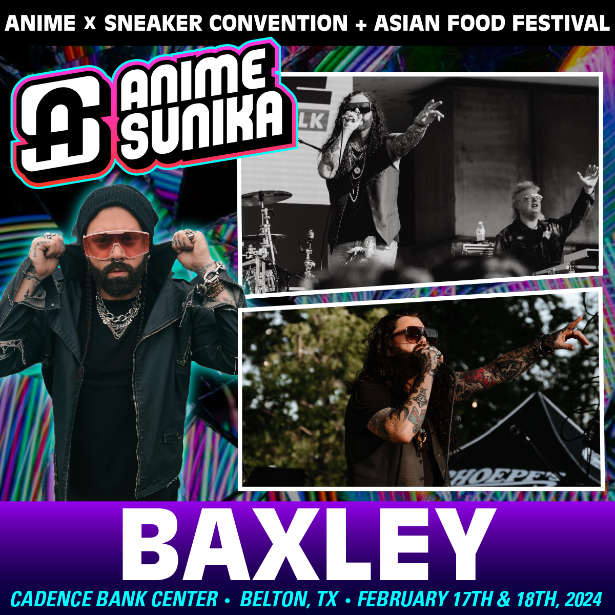 AnimeSunika's tweet photo. ***SPECIAL MUSICAL GUEST ANNOUNCEMENT***

BAXLEY (Musician)

ANIME SUNIKA 
February 17 &amp; 18, 2024

***MUSICAL PERFORMANCE BY BAXLEY***

🎫 Tickets &amp; Info: https://t.co/PaPRuya0fM https://t.co/UkkqmEbI4g