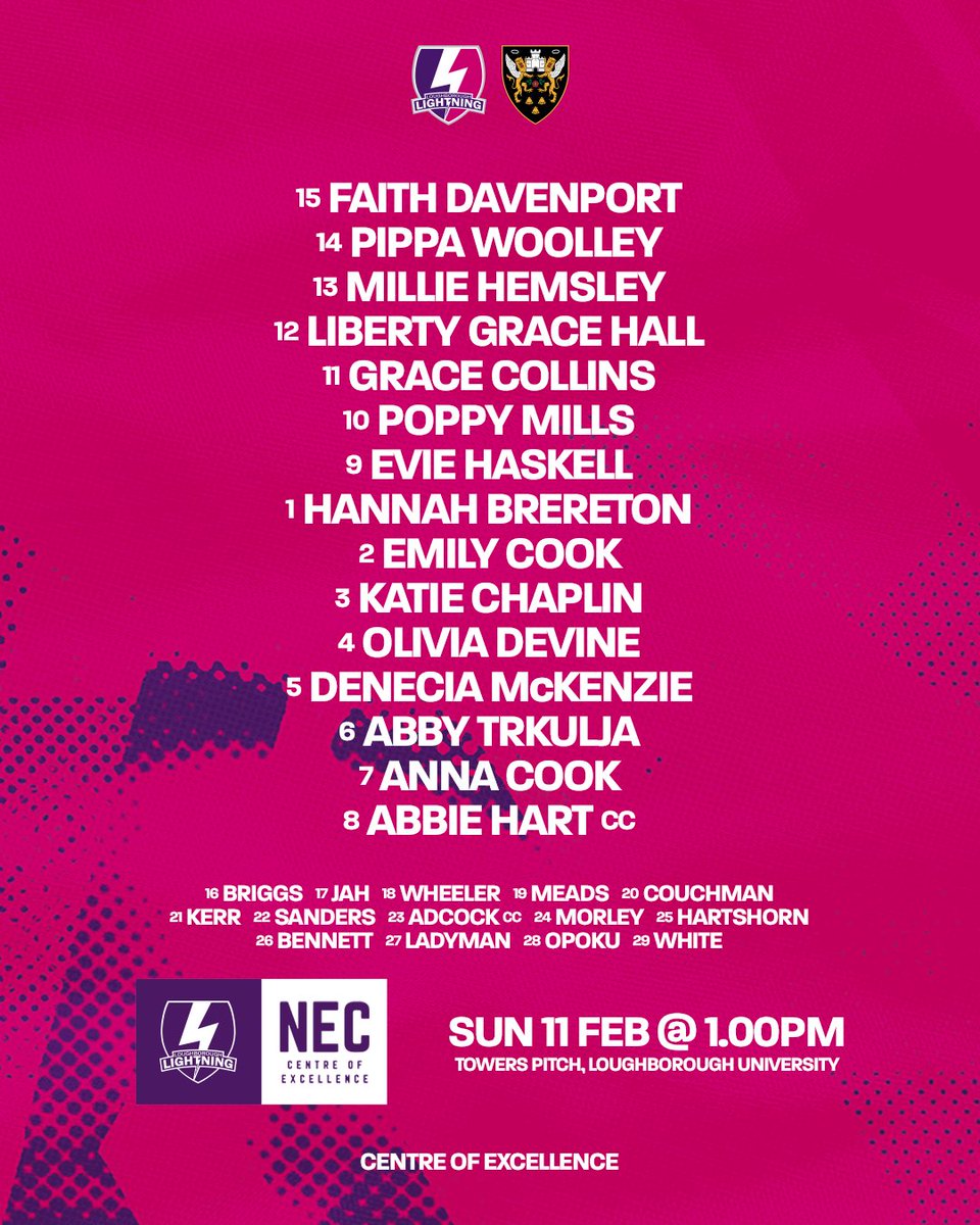 Good luck to our Centre of Excellence, who are in action again this Sunday afternoon!

#LightningStrikes⚡️