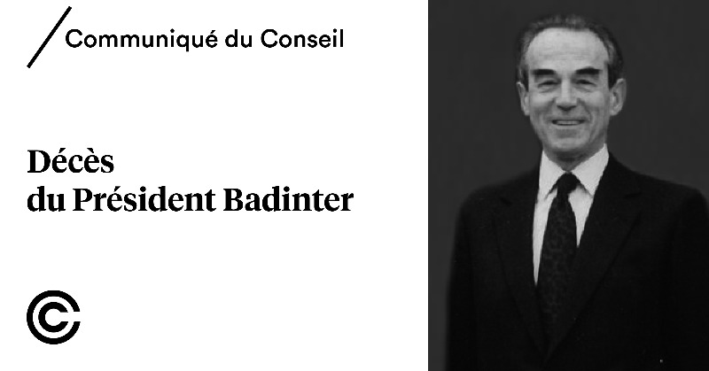 Conseil_constit's tweet photo. [Communiqué du Conseil] Décès du Président Badinter
➡️ https://t.co/B1FUWRXD5q https://t.co/EfvOH2KKZ8