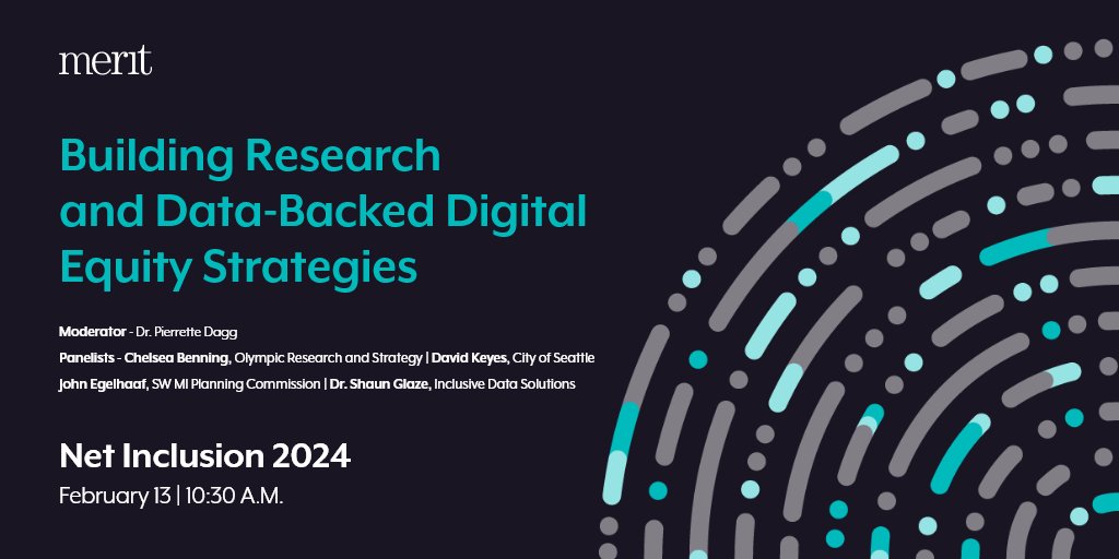 LIVE STREAM! @netinclusion 

Join Pierrette Dagg and a panel of experts for an insightful session on 'Building Research and Data-Backed Digital Equity Strategies'.
February 13,10:30 - 11:30 a.m. EST
full schedule: netinclusion2024.sched.com
Live-Stream Link: bit.ly/BuildingResear…
