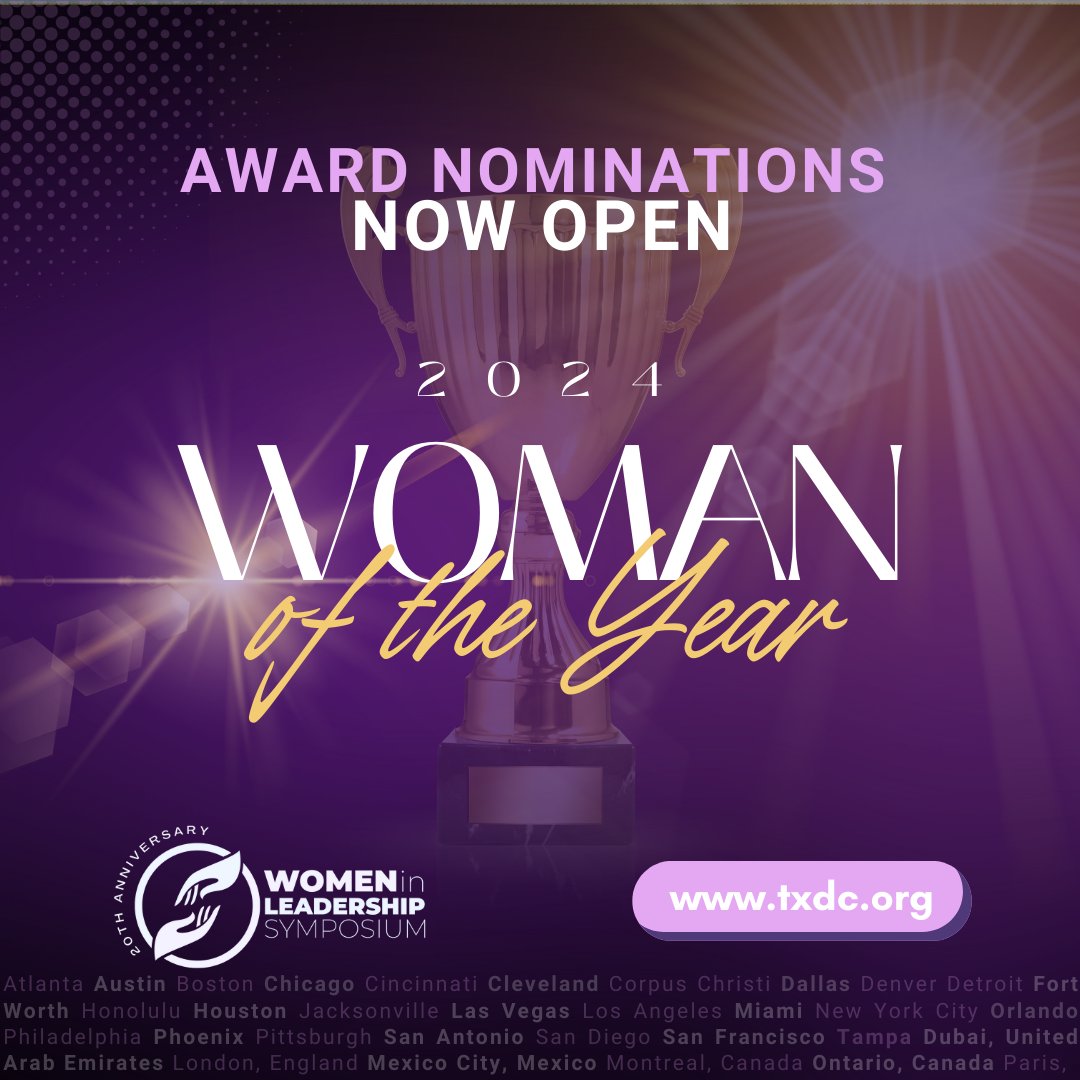 Nominate Now for the 2024 Woman of the Year Award!

Think of a woman who inspires you with her leadership journey.  Nominate now at bit.ly/2024WOY?utm_so….

#WILS20th #WomenInLeadership #Empowerment #WomensHistoryMonth
