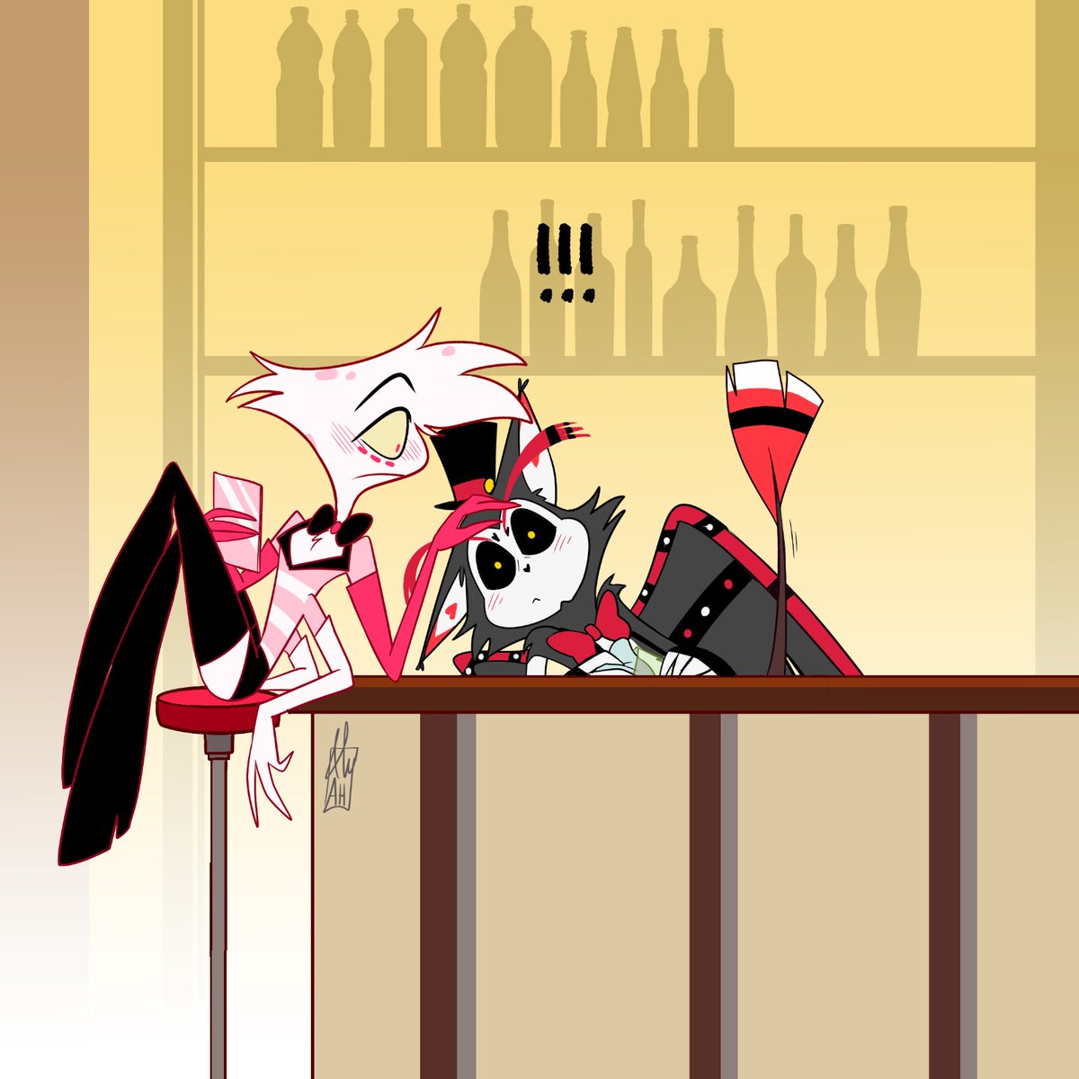 awiwe_ily's tweet photo. Feline instincts 🤭 
(1/3)
#hazbinhotel #huskerdust 

Not mine! Got permission to post it by the artist
Links to follow her in the thread! https://t.co/0giX106v32