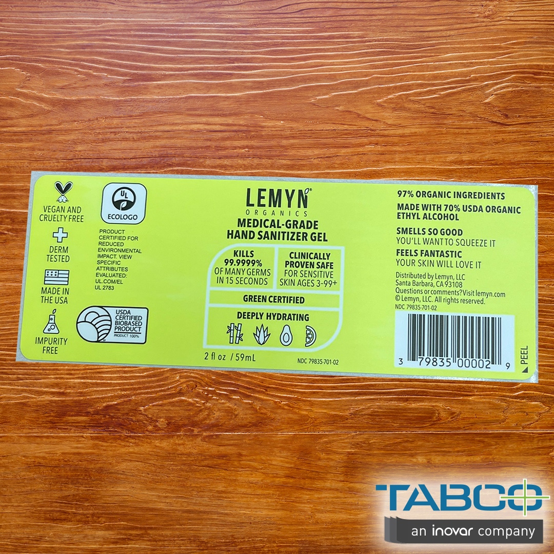 Want to get the attention of your consumer? A brightly colored label will catch their eye on the shelf!

#inovarinspirations #tabco #kansascity #inovarpackaginggroup #lemyn #handsanitizer #organics #bright #germs #madeinusa