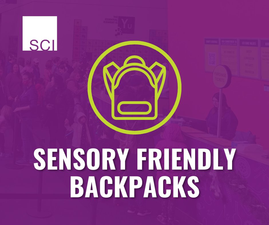 🎒 Planning a visit to SCI? Don't forget to check out a sensory-friendly backpack at the box office! They are available during our normal operating hours or our upcoming sensory hours on Feb. 13 from 4:00-7:00 http://p.m.