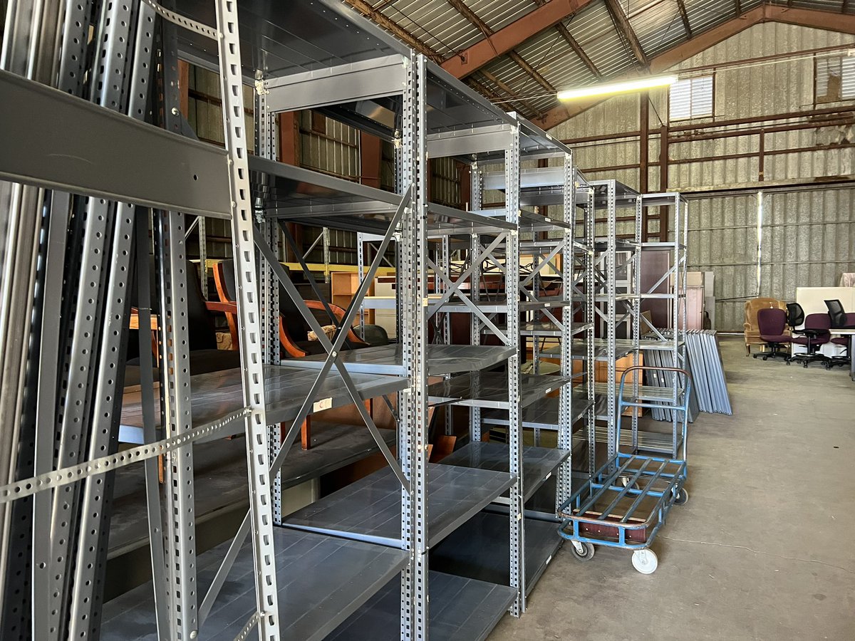 Merrifields's tweet image. We are cleaning out our Stillwater warehouse. Tons of file cabinets, chairs, shelving, and desks, cheap. Call or stop by to see what works for you. 
616 S. Main Stillwater 
405-377-9732