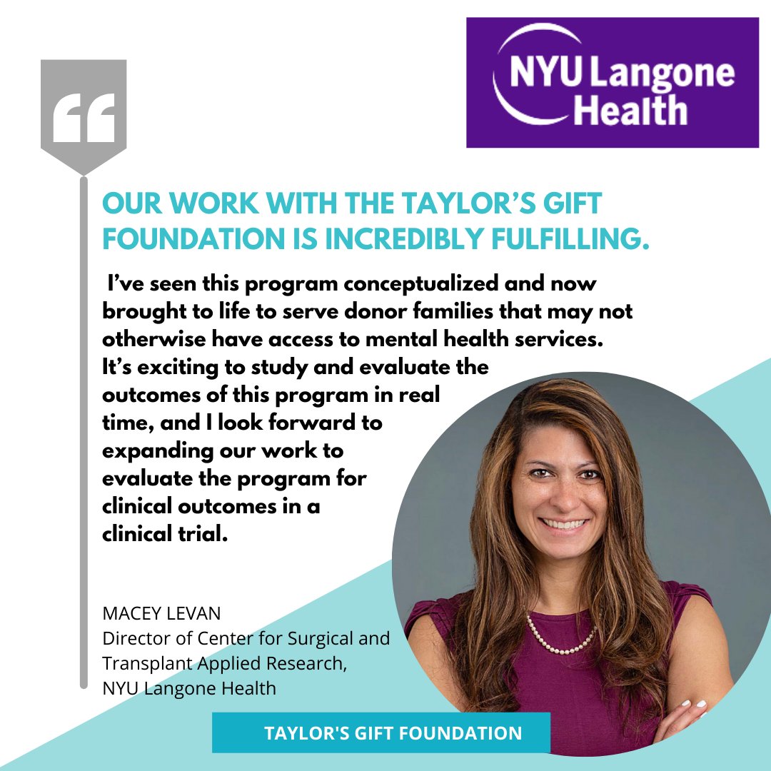 We partnered with NYU’s Center for Surgical and Transplant Applied Research (CSTAR) and our OPO partner, Infinite Legacy, to assess donor families’ grief experiences and to evaluate the impact of our Grief Support Program. 💜💙