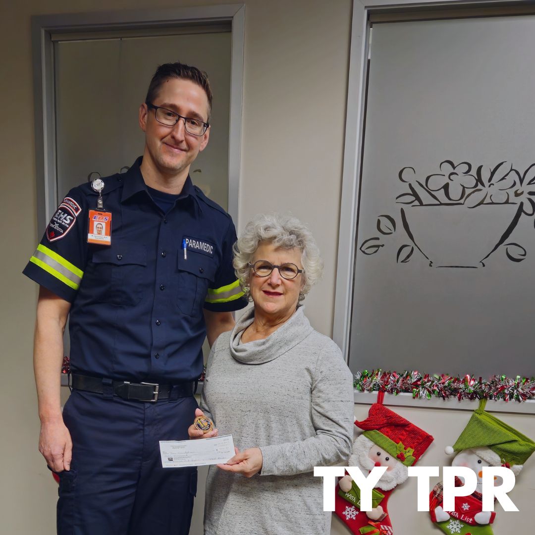 #TourParamedicRide president, Mike Janczyszyn, met with #temafoundation chair, Karen Conter, to present the foundation with a cheque for $3,000.  We cannot thank TPR enough for their contribution to the work Tema does❣️ #donationssupportoureffort #mentalhealtheducation