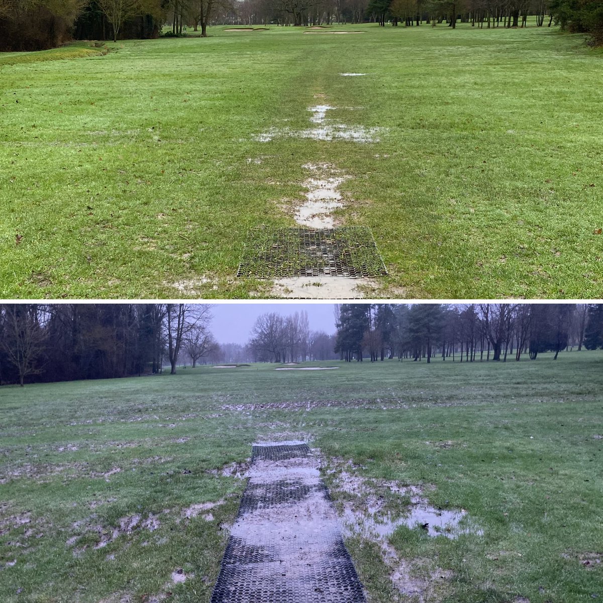 Closing the course is never popular, but looking at two of the wettest holes <a href="/WalsallGC/">Walsall Golf Club</a> shows why it must be done. Bottom pictures taken February 2021, top pictures taken today. Improved drainage and traffic management giving us a big head start going into spring.