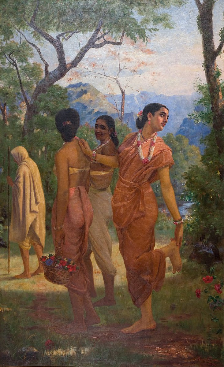 Pretending with cautions Like a rose thorn pricks her soft heel, Eyes flit between wound and trails Seeking the source of silent pain, A shadow passes, unseen, leaving wound behind The unspoken ache lingers, its weight hard to reveal ! PC: Wikipedia, art, Raja Ravi Varma, 1998