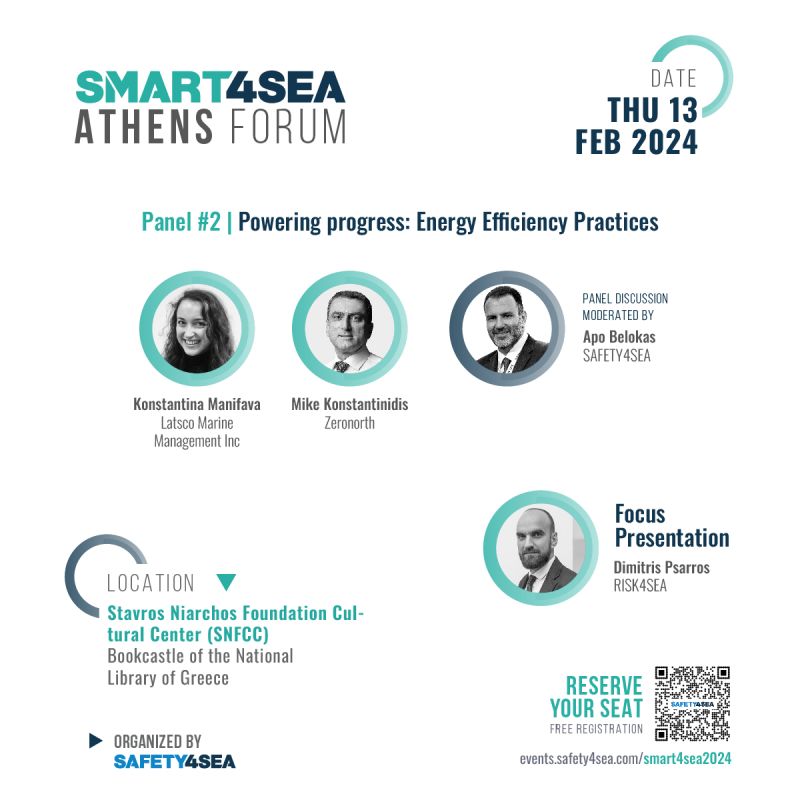 safety4sea's tweet photo. 2024 #SMART4SEA Athens Forum: Have you checked the Panel #2 speakers?
-Konstantina Manifava, Latsco Marine Management
-Mike Konstantinidis, @ZeroNorth0
-Dimitrios Psarros, @RISK4SEA will present interesting PSC insights data!
💡 Secure your spot: https://t.co/anmjyg016g https://t.co/2SomKKzSQW