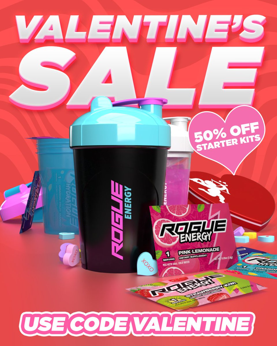 TheRogueEnergy's tweet photo. 💘VALENTINE'S SALE💘

Love is in the air and we are in the giving mood!  Now through Valentine's Day enjoy 50% off all #RogueEnergy Starter Kits!  Sample flavors, stock up on shakers.  You literally can't beat that!

💟CODE = VALENTINE
https://t.co/2hGZmY30ok https://t.co/ytBaqqHbMe