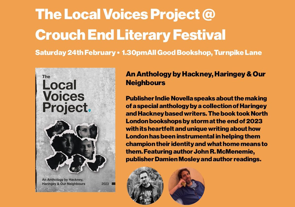 IndieNovella's tweet photo. Indie Novella and the writers of The Local Voices Project will be at Crouch End Literary Festival @crouchendfest 
Delighted to be doing this event at @allgoodbookshop on 24th Feb at 1.30pm.
Come join us #Haringey #Hackney
https://t.co/qPpSLJvdgr https://t.co/qTGp2GCLcX