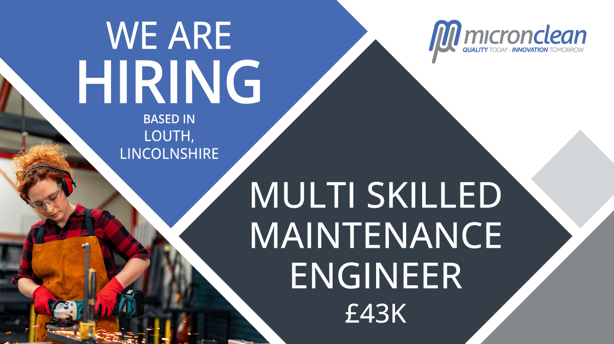 APPLY NOW - Multi Skilled Maintenance Engineer
Louth, Lincolnshire, with occasional cover at Skegness sites.
£43,000

For more information and to apply, visit: micronclean.livevacancies.co.uk/#/job/details/…

#EngineeringJob #Engineer #Maintenance #LouthJobs #LincsJobs #Micronclean