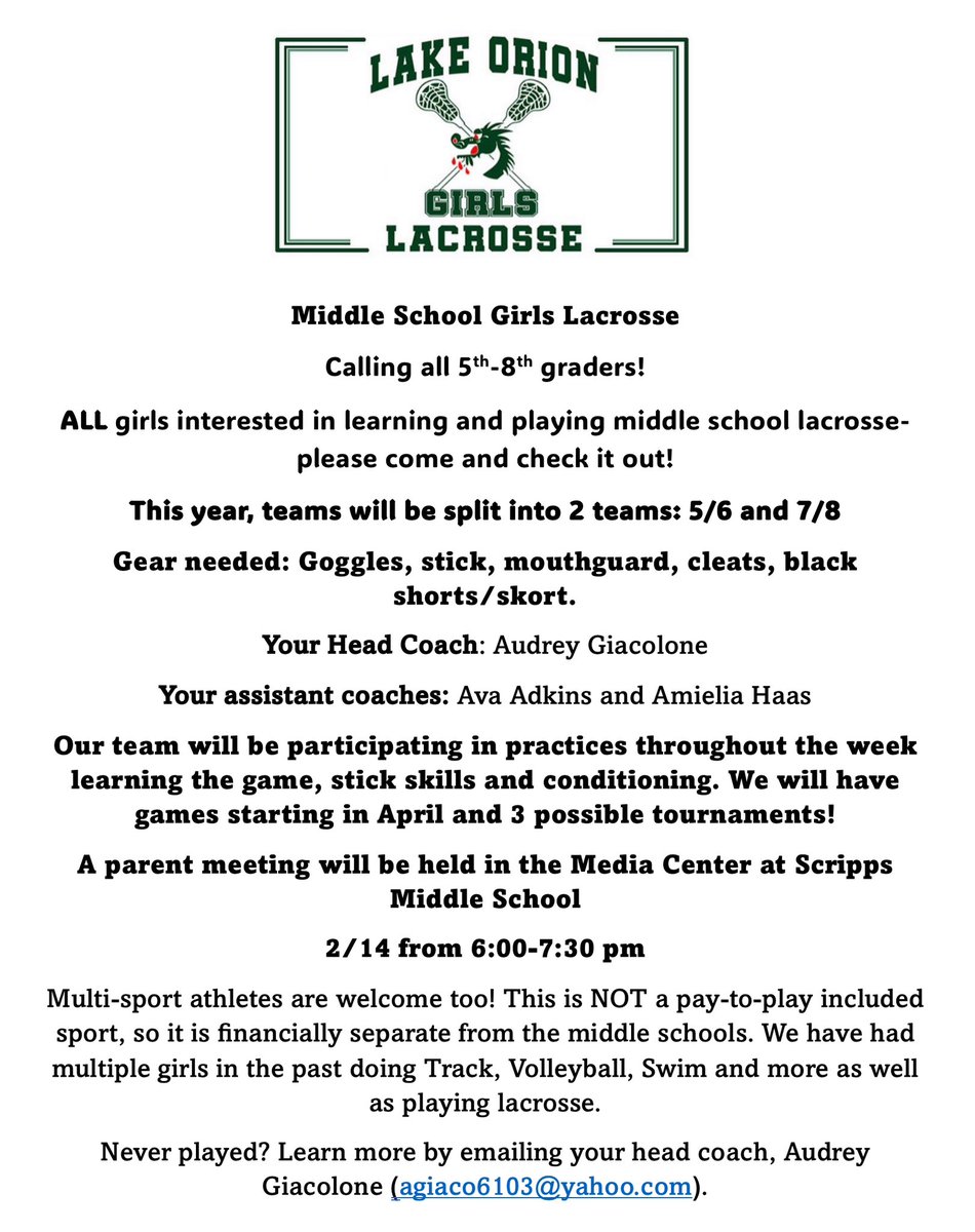 Lake Orion Lacrosse GLAX tweet media