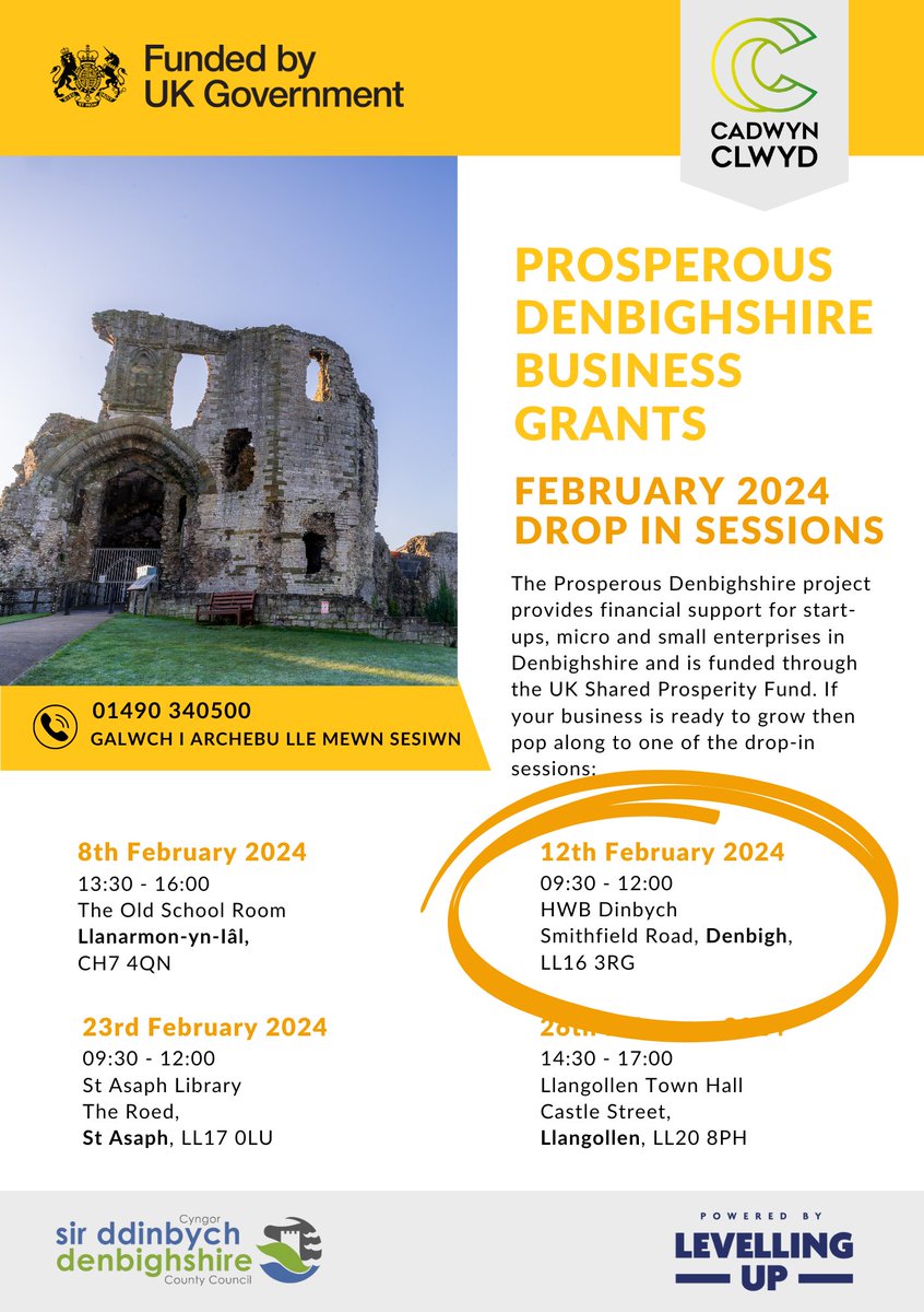 🌟 𝙈𝙞𝙨𝙨𝙚𝙙 𝙩𝙝𝙚 𝙅𝙖𝙣𝙪𝙖𝙧𝙮 𝙙𝙧𝙤𝙥-𝙞𝙣𝙨? No worries! We continue into February with a brand new set of drop-ins. Join us to explore business grant opportunities and connect with our Project Officers. 📅 12th February 🕜 9:30am – 12:00pm 📍 Location: HWB Dinbych