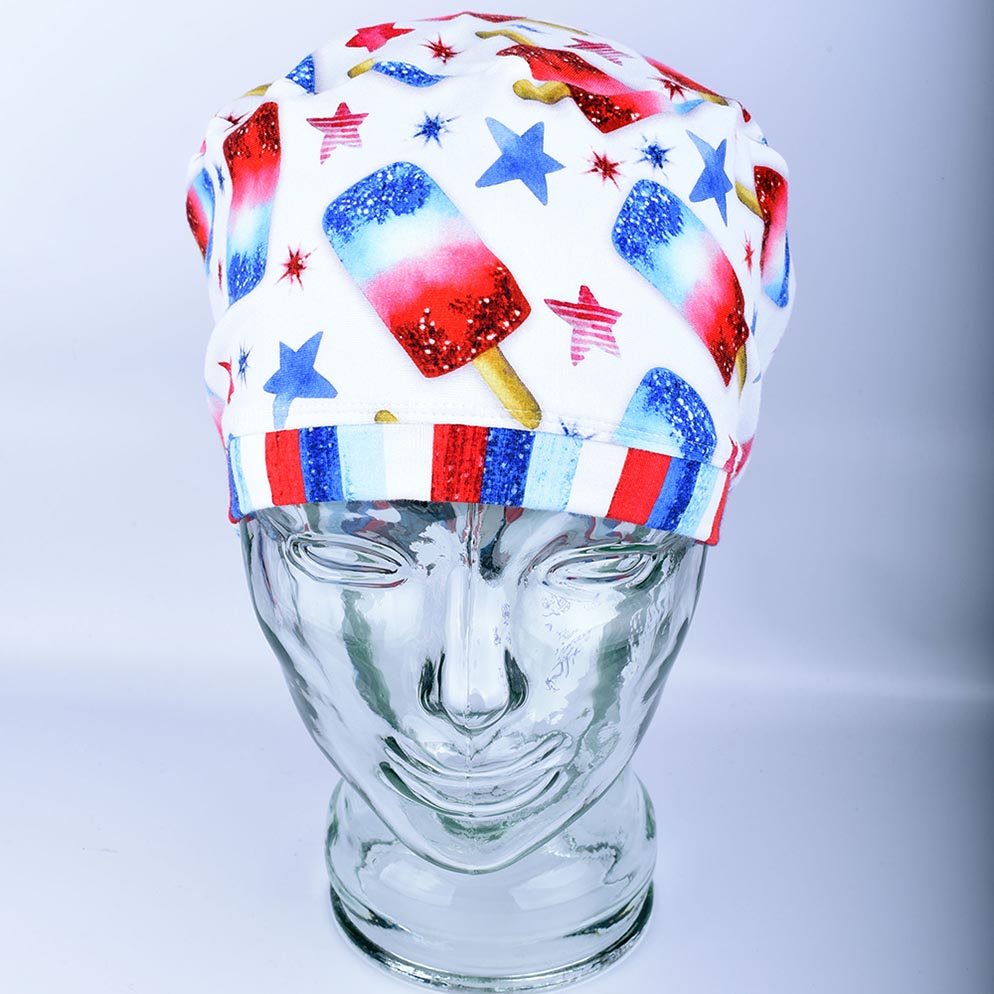 Back in Stock! Patriotic Popsicles Scrub Cap. Full Coverage Style. Made of Luxury Custom Cotton Fabrics that are super stretchy and breathable.

#veterinary #healthcareprofessional #vetcommunity #scrubs #medschool #premed #babysurgeon #rnlife #nurseanesthetist #oncology