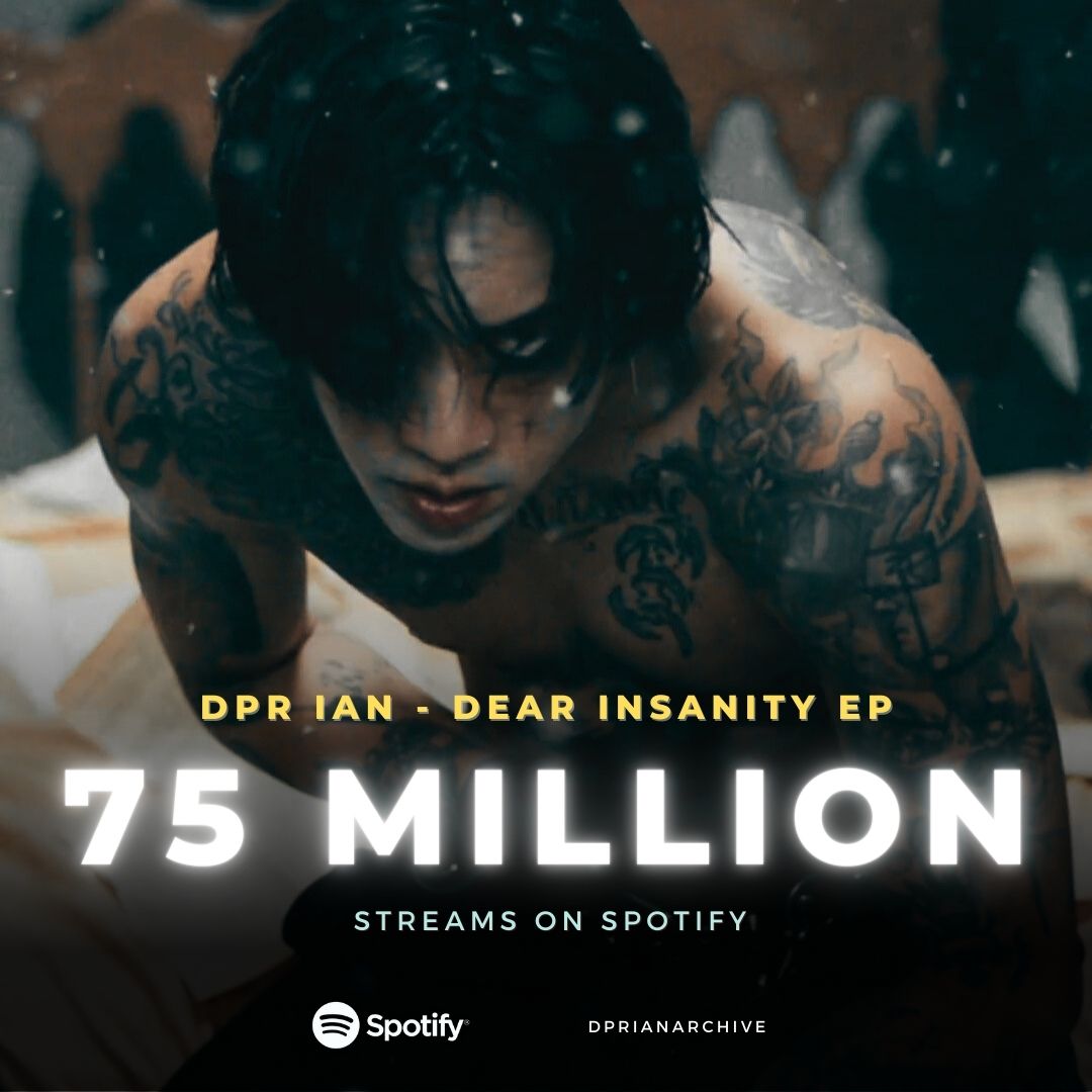 DPRIANarchive's tweet photo. 📈 Dear Insanity by DPR IAN has reached over 75 MILLION streams on Spotify. Congratulations 🥳 #DPRIAN @DPRIAN_ https://t.co/uiUkTRR8VB
