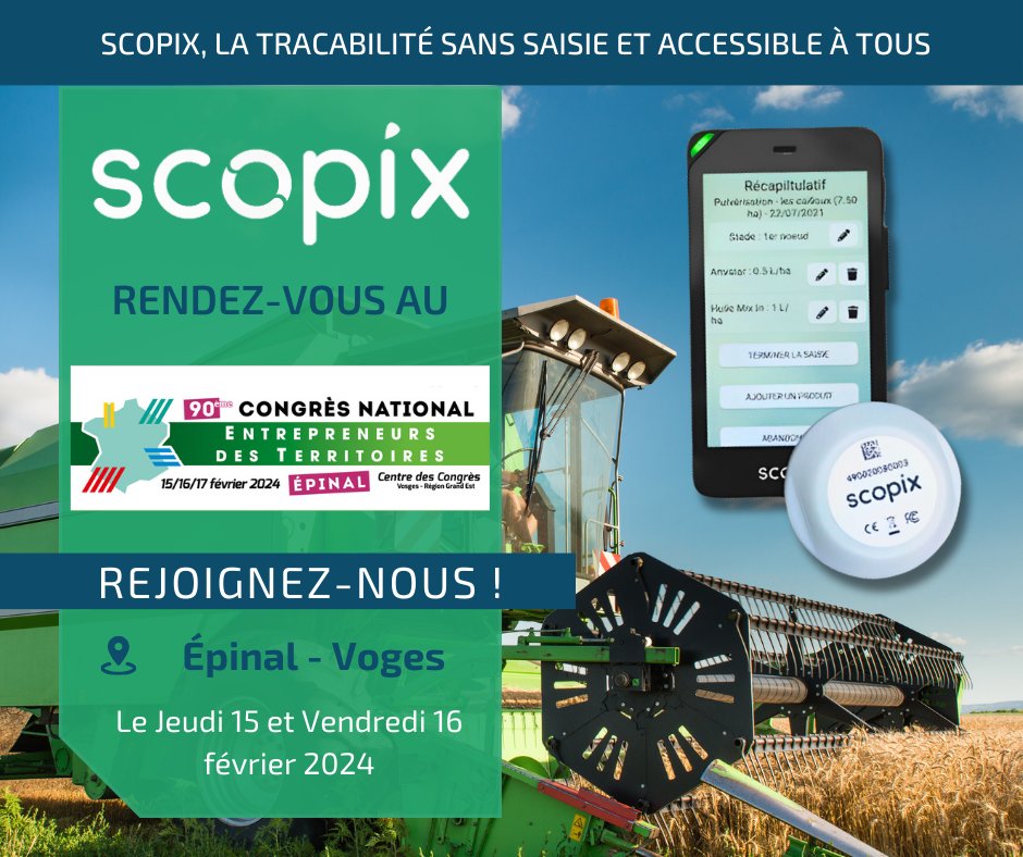 Cette semaine, Scopix sera présent au Congrès des Entreprises Nationales de Travaux en tant que partenaire officiel.

Notre équipe sera sur place pour vous présenter notre solution Scopix. Si vous êtes congrèsiste, n'hésitez pas à passer nous voir🌱✨

📅 Le 15 et 16 février 2024