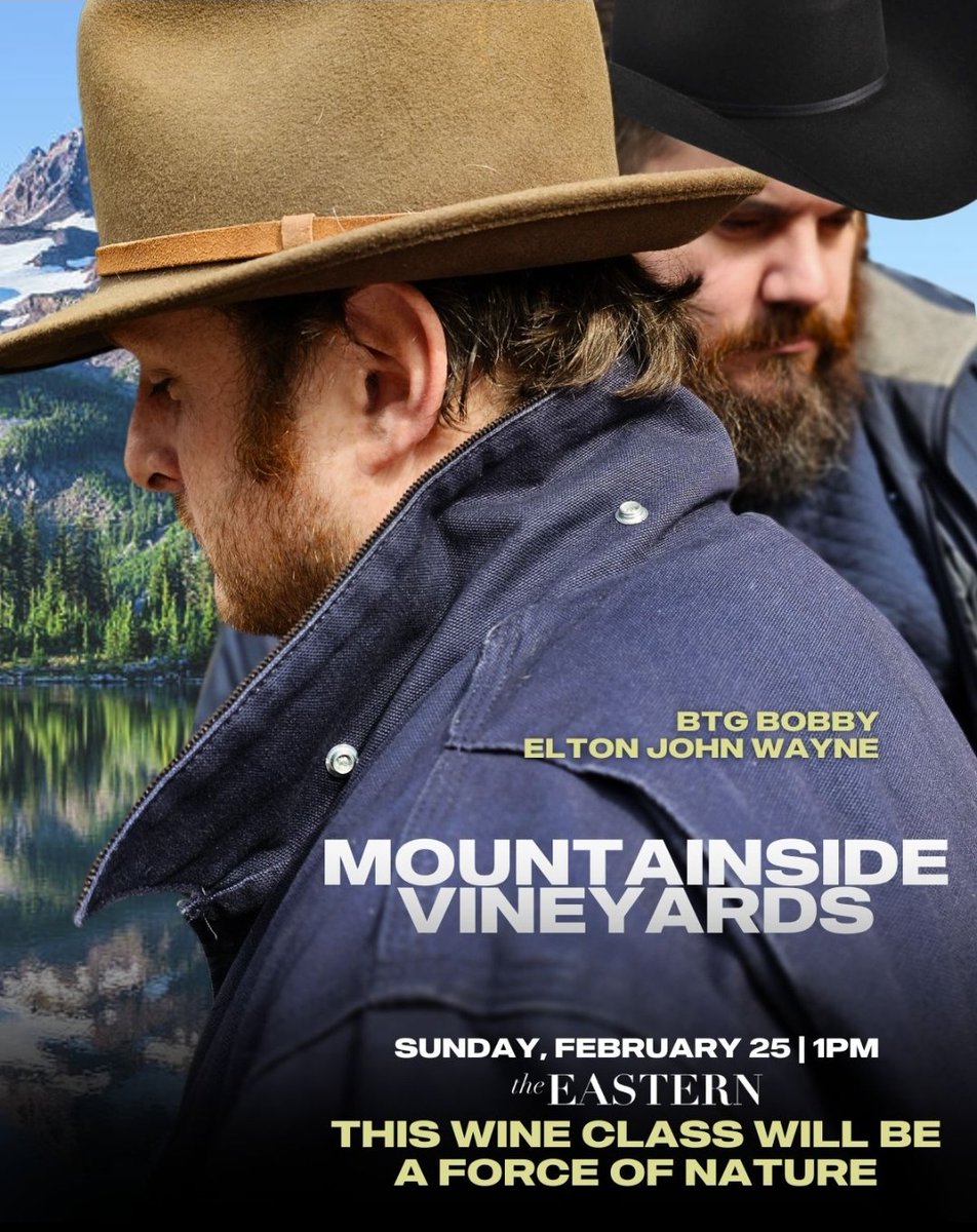 Coming to a wine bar near Eastern Market, February 25: Mountainside Vineyards - a wine class featuring wines from higher elevations & cooler temperatures. Starring BTG Bobby & Elton John Wayne. ⛰️🍷 Official trailer dropping this afternoon. Register now: giftrocker.com/secure/Order/?…