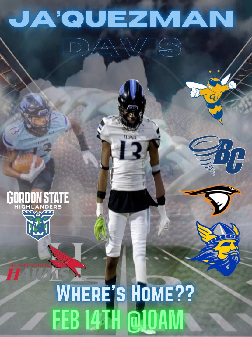 Thank you to all the coaches that took interest in me! I appreciate the time you took to meet with me and my family, rather in person or virtually 🙏🏽This decision isn’t easy but tune in February 14th @10am @TelfairCountyFB @CoachMBurleson @Coach_Macella