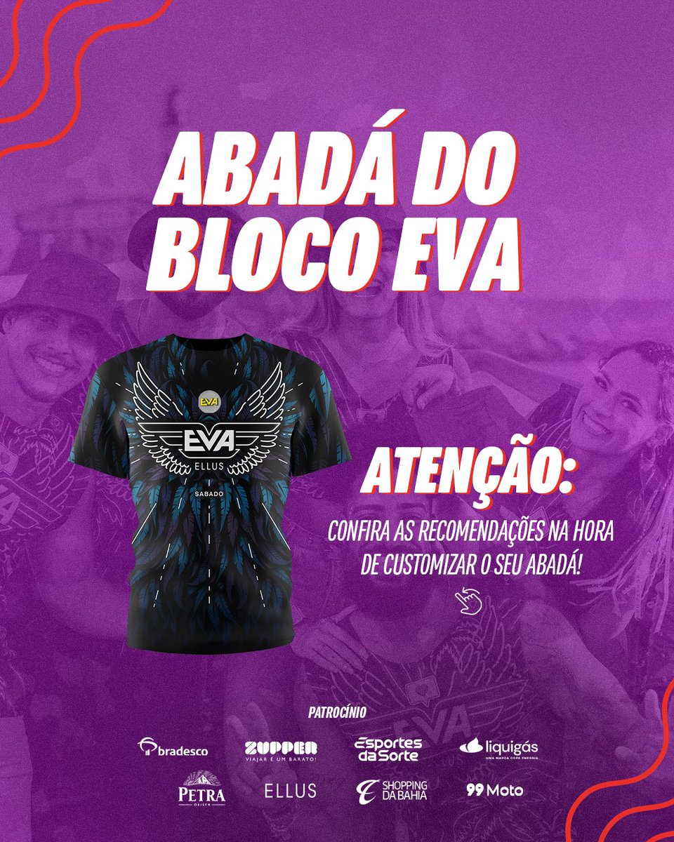 bandaeva's tweet photo. Cadê os foliões que gostam de customizar os abadás de carnaval? Estão aí? 🙋♀️
Bora conferir tudo o que vocês precisam saber para customizar o Abadá do Bloco Eva! Preste bem atenção as regras.
É AMANHÃ!!🎉
#BlocoEva #Carnaval2024 #OMelhorDia #CarnavalDeSalvador #SábadoDoEva https://t.co/2xs0a6F7Pd