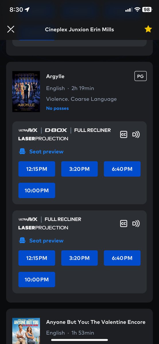 Good to see @CineplexMovies has finally added the #LaserProjection tag for #Cineplex - #Junxion located in #ErinMillsTownCenter This was already confirmed earlier but now you can easily see ! All the projectors are 4K but the laser applies only to #AVX and 1 Regular screen.
