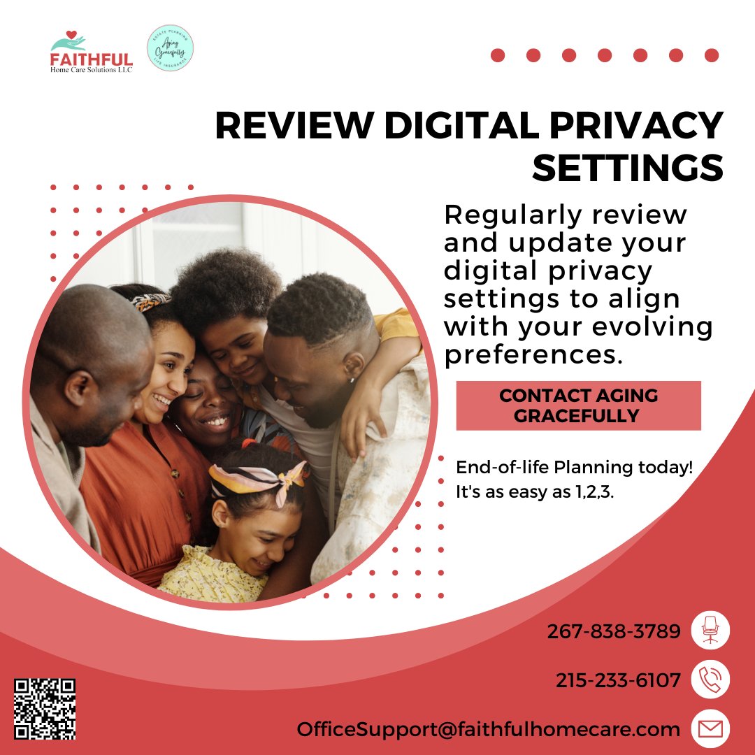 🔐 Safeguard your digital legacy! 💙

Regularly review and update your privacy settings to ensure your online presence reflects your wishes. 🔒🌐

#DigitalPrivacy #LegacySecurity #EstatePlanning #AgingGracefully #EmbracingThefuture #AgeWithDignityAndGrace