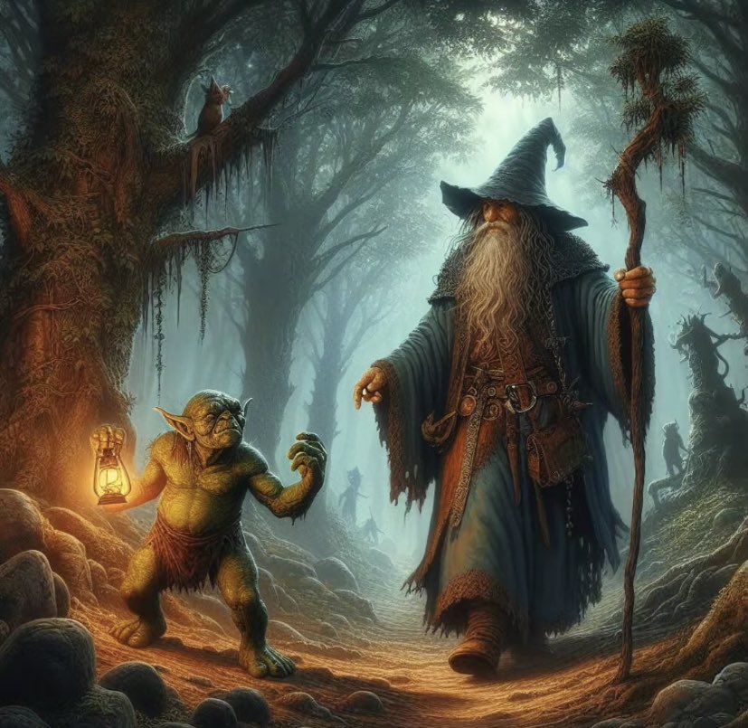 mi vasallo que me debe sumisión durante 100 años por sus crímenes y yo adentrándonos en las profundidades del bosque de los lamentos en busca de reliquias mágicas para poder revender por oro.
(mi fiel compañero y yo buscando artículos para llevar a la tienda).