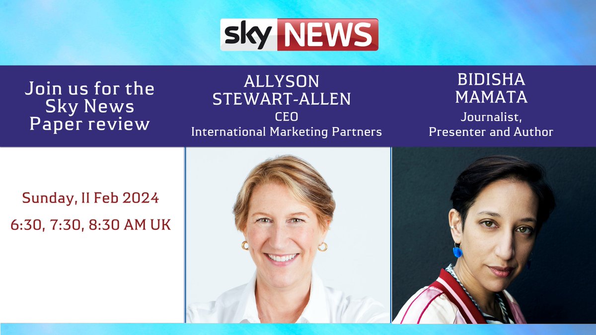 museofmarketing's tweet photo. Join me and #Bidisha Mamata for Sunday's The Papers with @SkyNews (06.30/07.30/08.30 UK) ... no doubt we'll be discussing the latest results from @Hermes_Paris, the @Starbucks and @McDonalds boycotts and other #business stories. Tune in live: https://t.co/Ul6hQIk051. https://t.co/KSXz98v7Am