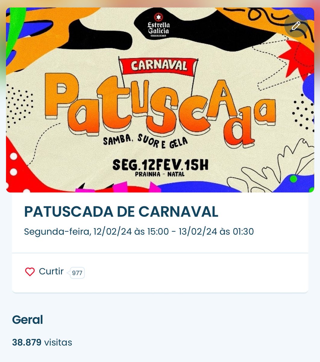 38.879

Essa foi a quantidade de acessos em nosso site. A demanda é imensa. Liberamos a quantidade limite e segura do espaço. Infelizmente não conseguimos colocar todo mundo dentro.

Obrigado a todo mundo que acredita na festa. ❤️