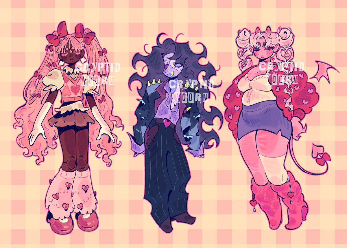 valentine's themed adopts 💘💗💕 they're $80 each, more info in thread!!
