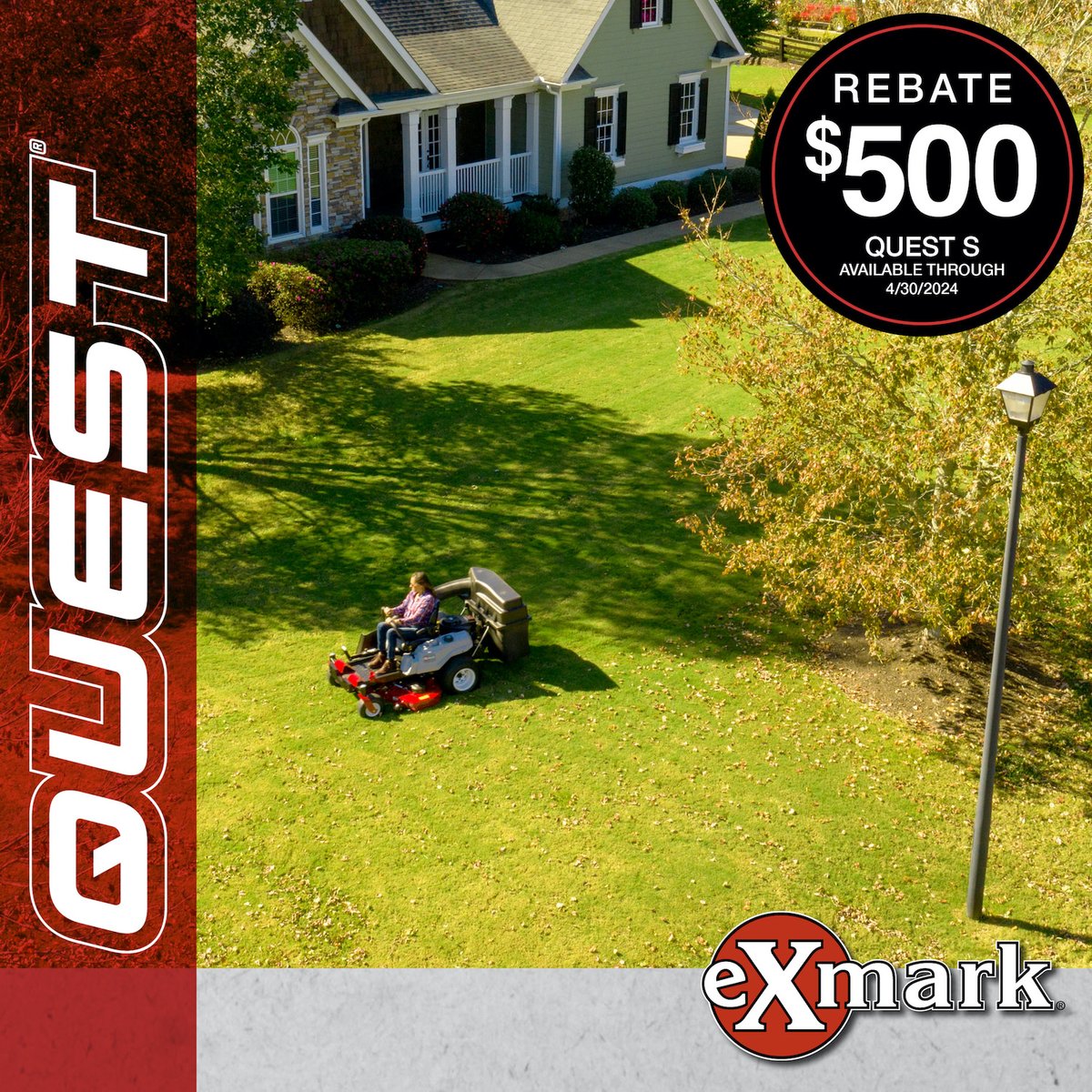 AdvancedMower's tweet photo. Stop putting off your quest for a residential #zeroturnmower! Get to #AdvancedMower and take advantage of a $500 rebate on select @Exmarkmowers Quest S-series models.
Did you know it can reach forward ground speeds of up to 7 mph? We’re open until 5 p.m. today.📍2212 Morgan Rd. https://t.co/D57DZfG5gg