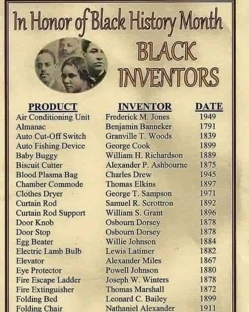 BLACKSTHETICS's tweet photo. Black inventors #BlackHistory https://t.co/sMis1t6Red